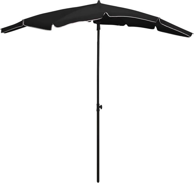 furnicato Sonnenschirm mit Mast aus Polyester und Stahl, Schwarz, B: 200 cm, T: 130 cm - Bild 1