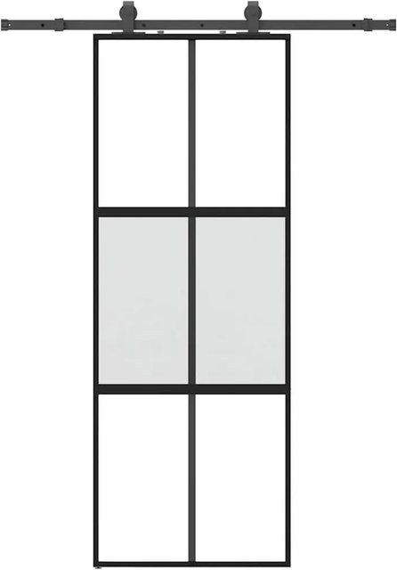 vidaXL Schiebetür aus Hartglas mit Beschlag in Schwarz, B: 76 cm, H: 205 cm - Bild 1