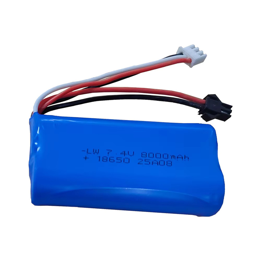 GAOLAG Li-Ion Akku Set 7,4V 8000mAh mit USB-Ladegerät in Blau für WPL MN99S D90 U12A S033g H101 RC Autos, 2S 18650 mit SM-2P Stecker - Bild 2