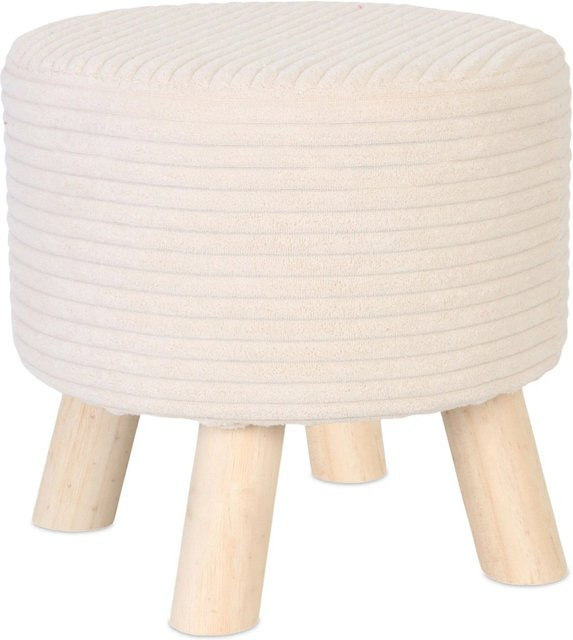 Relaxdays Polsterhocker aus Cord und Holz in Beige, B/T/H: 30 x 30 x 30 cm - Bild 1