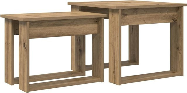 vidaXL Kaffeetisch Set 2-teilig in Artisan-Eiche, modern und rechteckig, braun - Bild 1