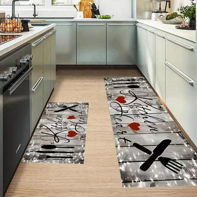 Rutschfester Druckteppich für Küche und Flur in Schwarz, B/T: 40 x 120 cm - Bild 1