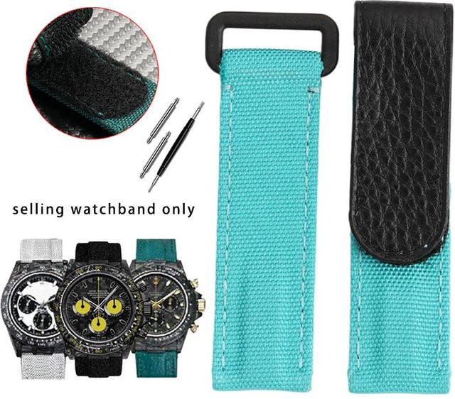 QuirkCart Uhrenarmband Canvas-Nylon, 20 mm, himmelblau, Herren - Bild 1