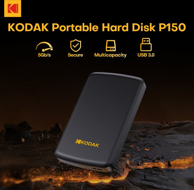 Kodak P150 Externe Festplatte USB 3.0 HDD mit 1 TB Speicherplatz in Schwarz - Bild 1