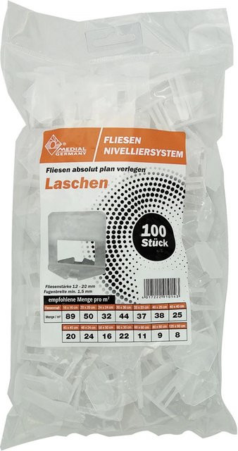 Medial Lasche transparent, Materialstärke 15 - 20 mm, 100 Stück - Bild 1