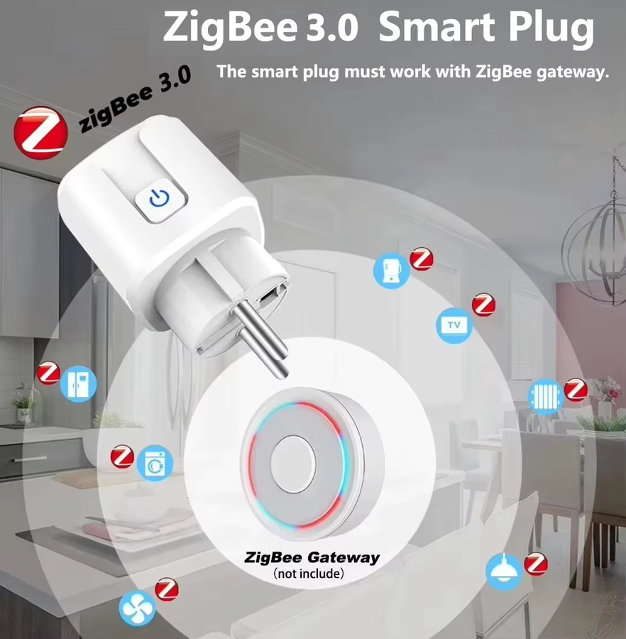 Tuya Shine-Tale Smart WiFi Steckdose mit ZigBee 3.0 und Power Monitor, weiß, mit Timer-Funktion und Sprachsteuerung für Google Home und Alexa - Bild 2
