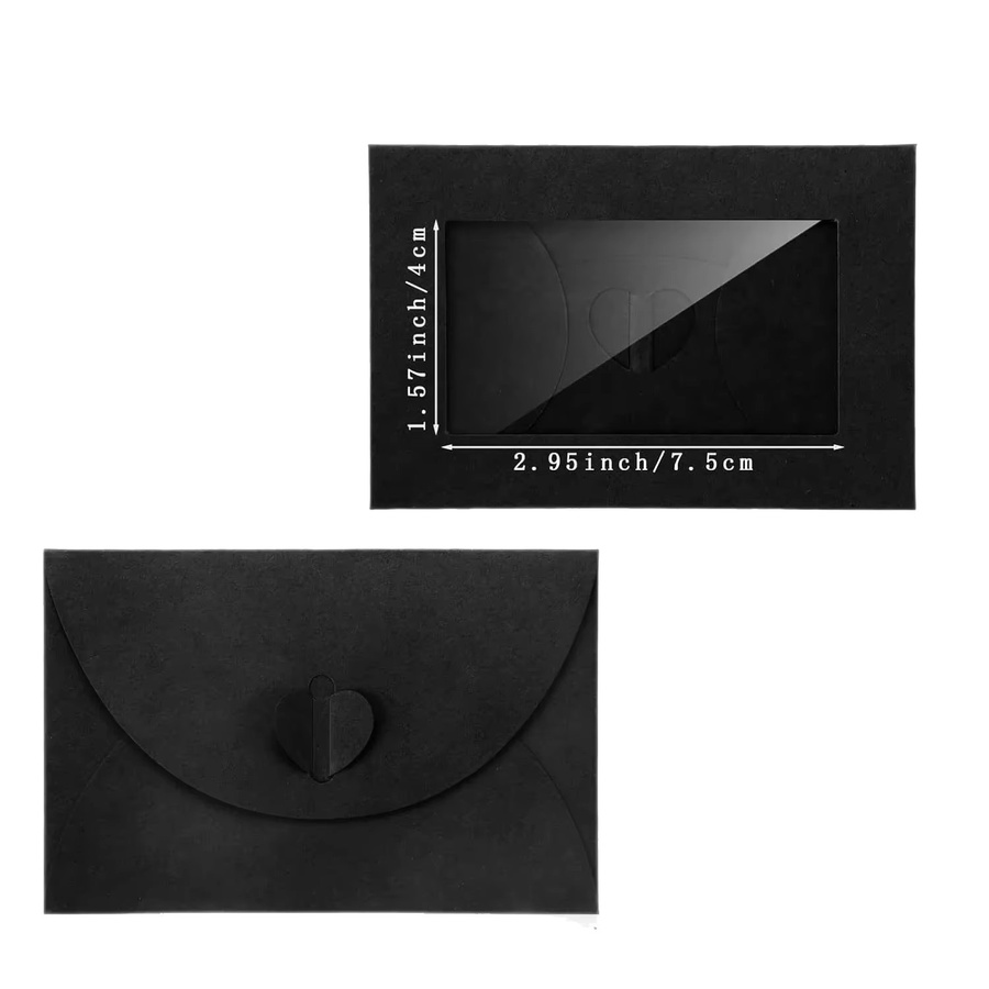 50 Stück Kraftpapier Umschläge mit Fensteröffnung für Postkarten und Einladungen von QKX, B: 10,5 cm, Farbe: Braun und Schwarz - Bild 2