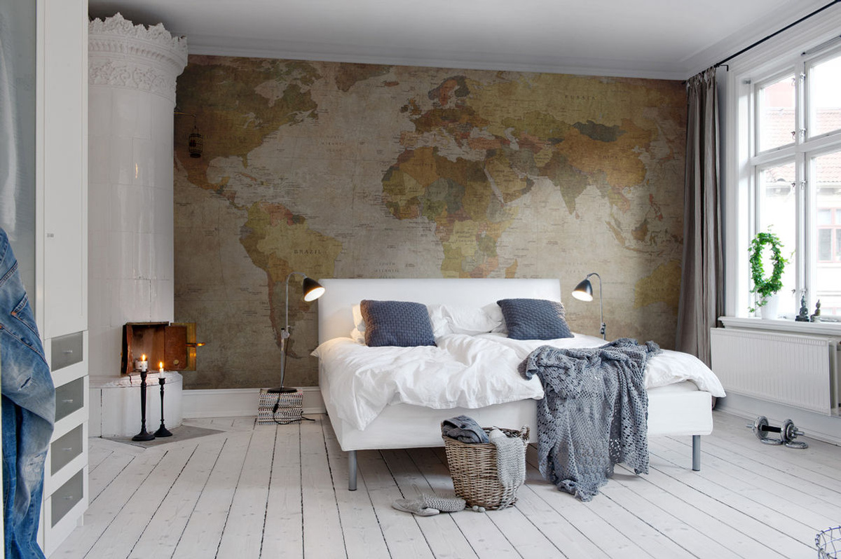 Rebel Walls Mural World Map Classic Wandtattoo in Beige und Gelb - Bild 3