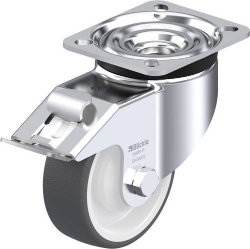 Blickle Lenkrolle LK-POTH 100KA-1-FI mit Feststeller, Rad-Durchmesser: 100 mm, Tragfähigkeit: 300 kg, Farbe: Silber - Bild 1