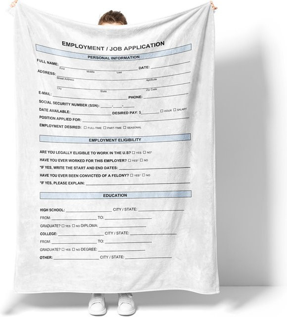 Aertemisi Haustierdecke mit Employment Job Application Form Meme für Hunde und Katzen, Weiß, 150 x 150 cm - Bild 1