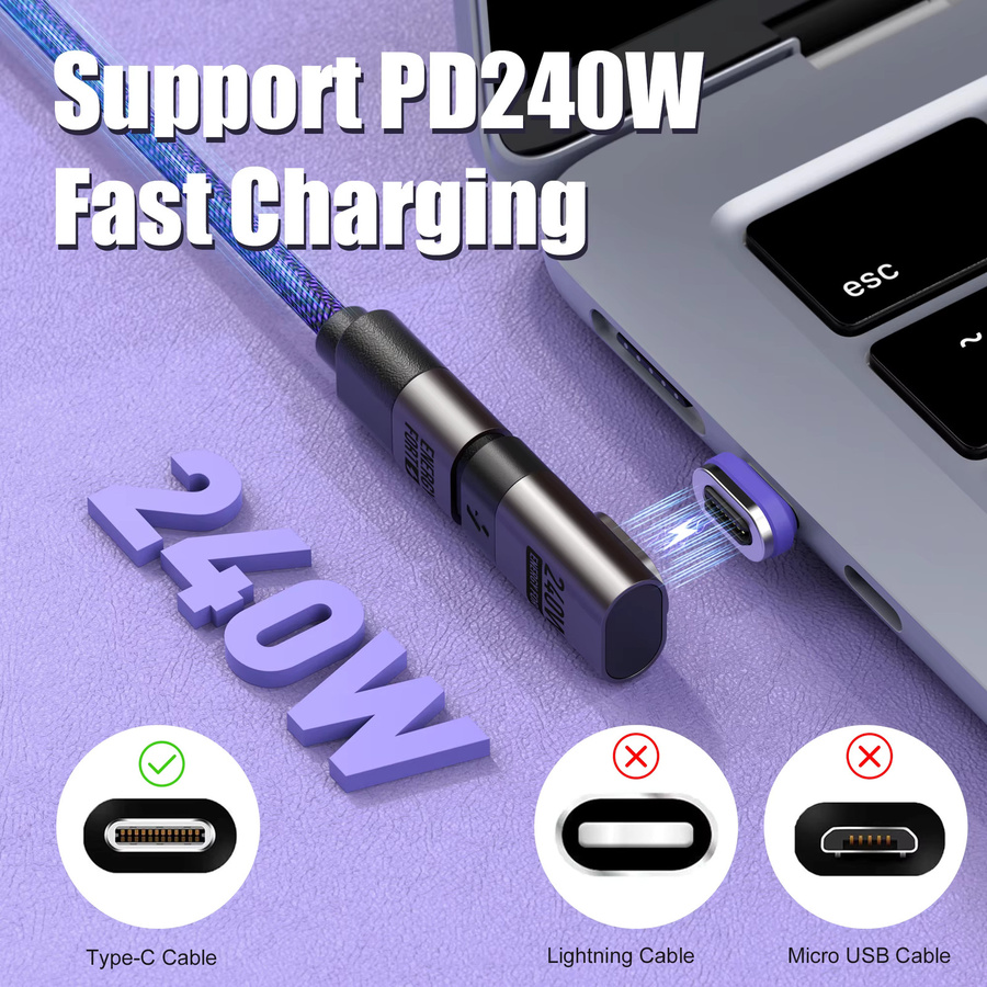 PD 240 W USB C auf Typ C Magnetadapter mit 480 Mbit/s Datenübertragung und Schnellladefunktion für MacBook Air, MacBook Pro und Steam Deck - Bild 6