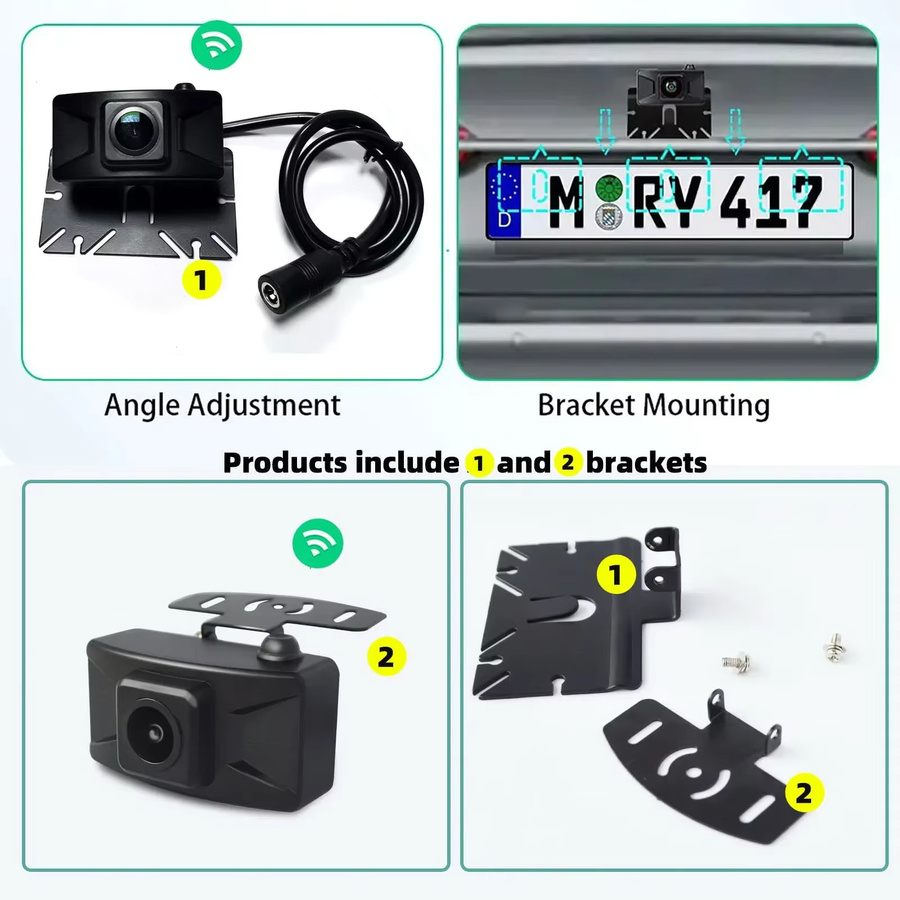 QXNY Kabellose WLAN Rückfahrkamera mit 4,3 Zoll HD-Parkmonitor AHD1080P und Nachtsicht in Schwarz für LKW, Bus und Auto - Bild 4