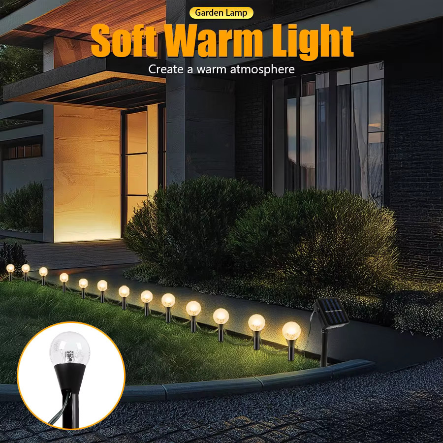 XIWANGFIRE Solar-Gartenleuchte mit 20 LEDs in Schwarz, Wasserdichte Dekorative Außenlampe mit warmweißem Feenlicht für den Garten, B/T/H: 21,7 x 10,7 x 21,7 cm - Bild 2