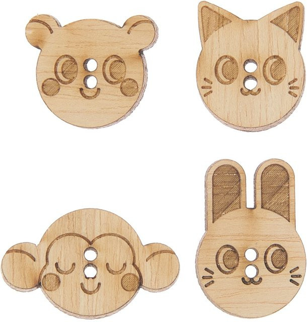 Rico Design Holzknöpfe Tiere I in Beige - Bild 1