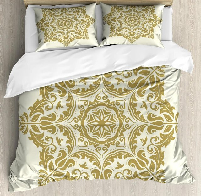 Boho-Mandala Bettwäscheset Your Warm Home in Gold, 3-teilig mit Bettbezug und Kissenbezügen - Bild 1