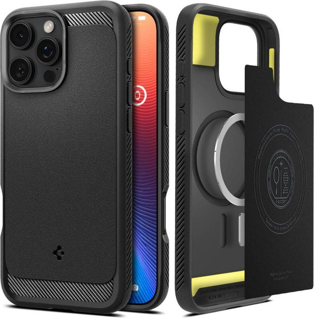 Spigen Rugged Armor MagSafe Schutzhülle für Apple iPhone 16 Pro in Mattschwarz - Bild 1