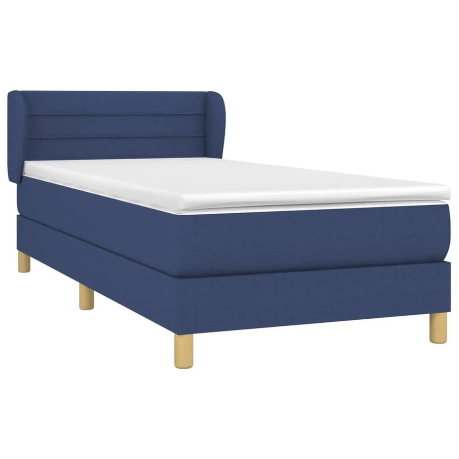 vidaXL Boxspringbett mit Matratze Blau Stoff Hybrid-Design B/T/H: 90 x 200 cm - Bild 2