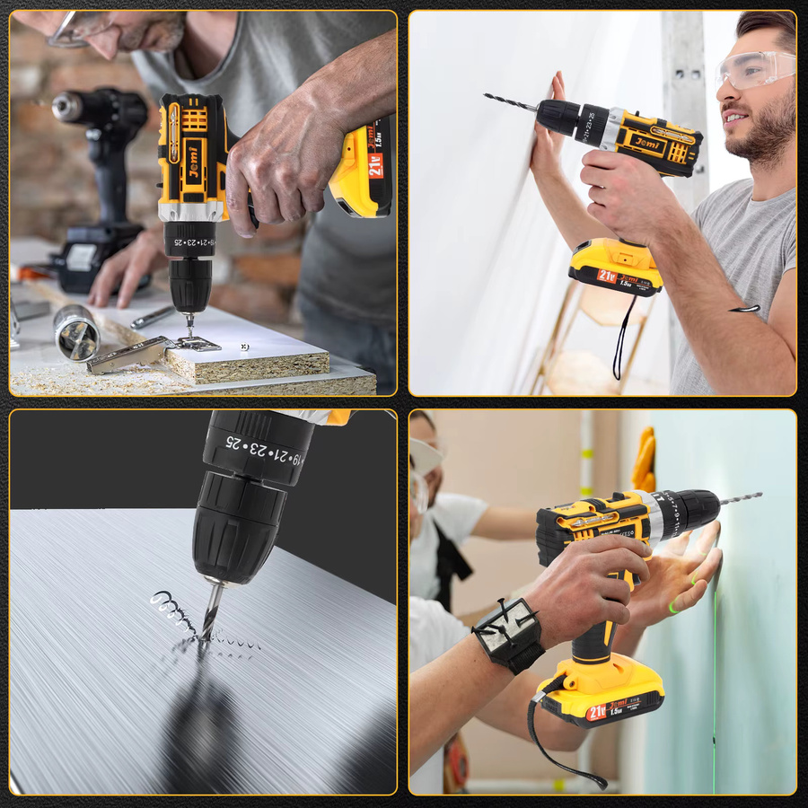 Jemi Tool Akku-Bohrmaschine 12V/21V mit 2 Geschwindigkeiten und 3 Modi zum Bohren und Schrauben - Bild 5