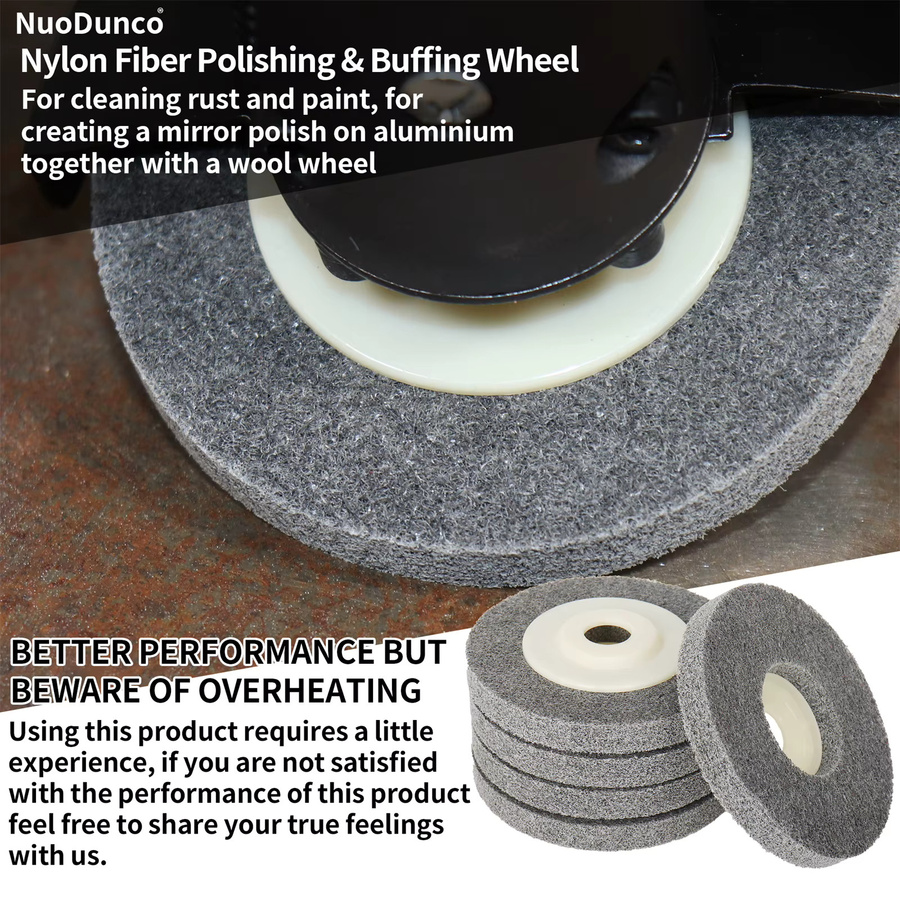 NuoDunco Nylon Faser Polierrad Schleifscheibe für Winkelschleifer zur Metall- und Holzbearbeitung, Grau - Bild 5