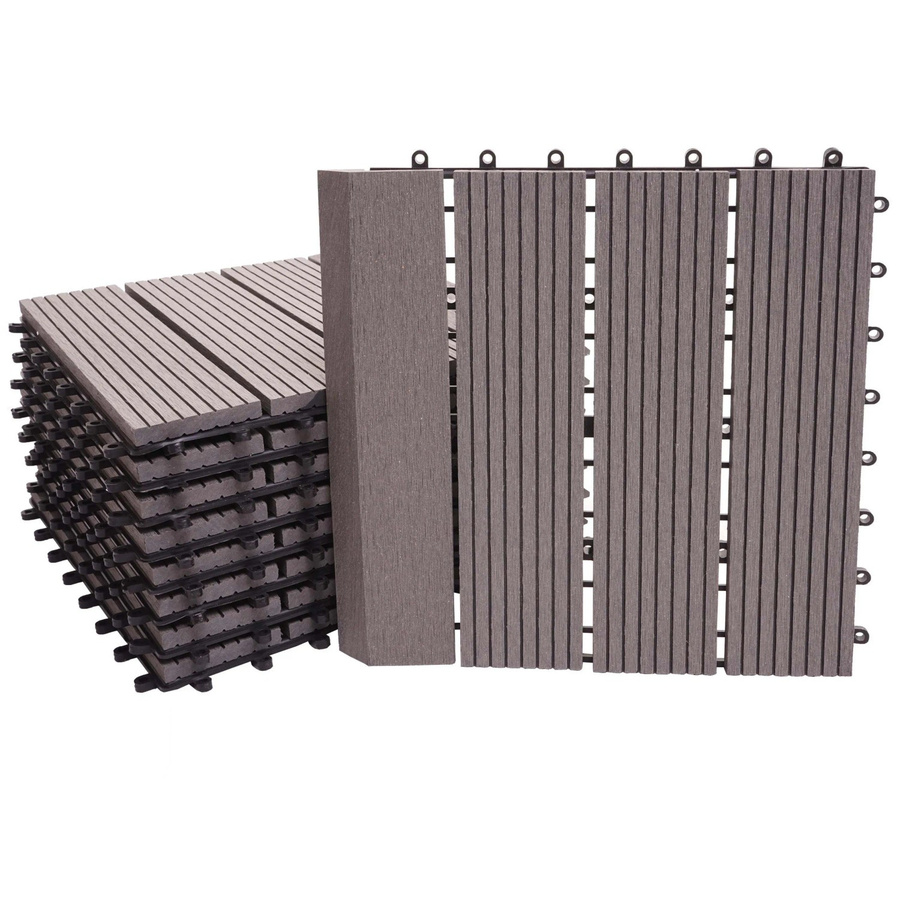 MCW WPC Bodenfliese Sarthe mit Abschluss in Holzoptik, Grau Linear Senkrecht, 11 Stück, B/T: 30 x 30 cm - Bild 2