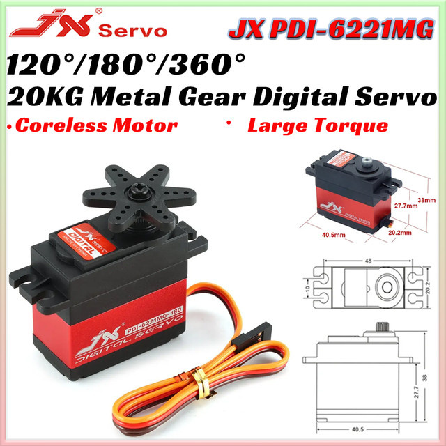 JX-Servo PDI-6221MG Digital-Standardservo, Metallgetriebe, 20 kg, 180 ° 360 ° Kontinuierliche Rotation - Bild 1