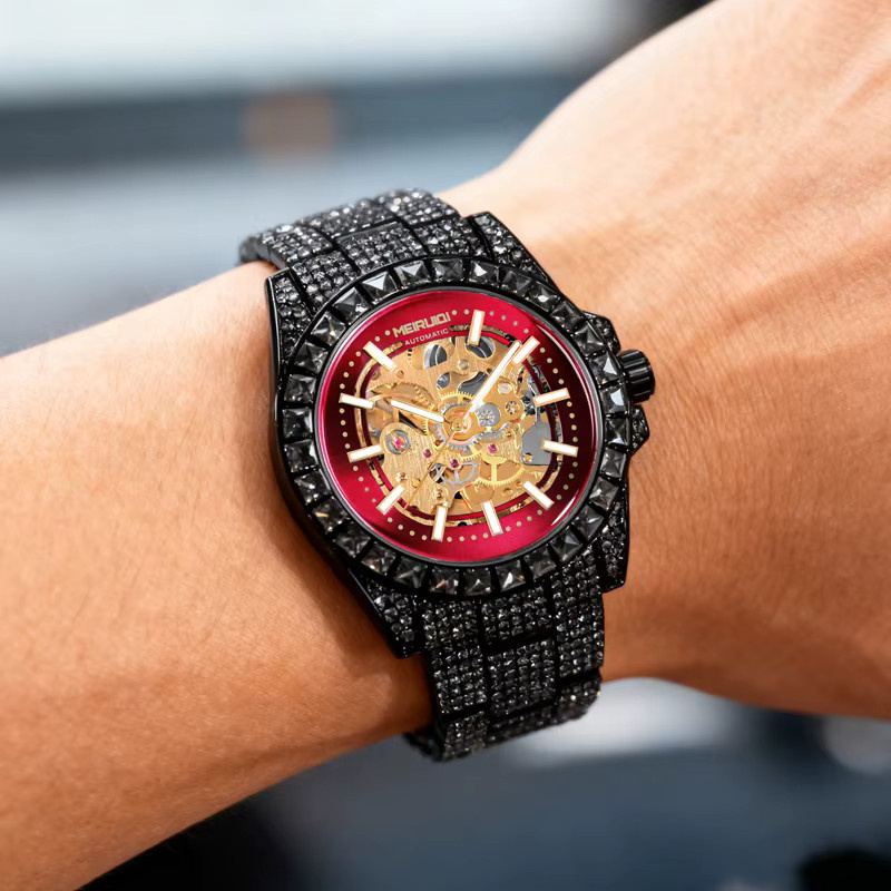 MEIRUIQI Armbanduhr, Automatik, Edelstahl, Schwarz, Herren - Bild 6