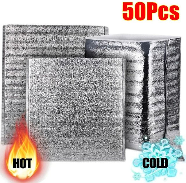 50er Paket Thermische Aluminium-Folientaschen in Silber zur Isolierung von Lebensmitteln und Getränken - Bild 1