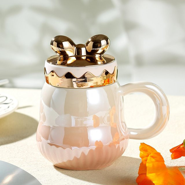 Kreative Keramiktasse mit Perlmuttglas-Effekt und Schleifen-Design von Yiran Furniture, Mehrfarbig, 500 ml - Bild 1
