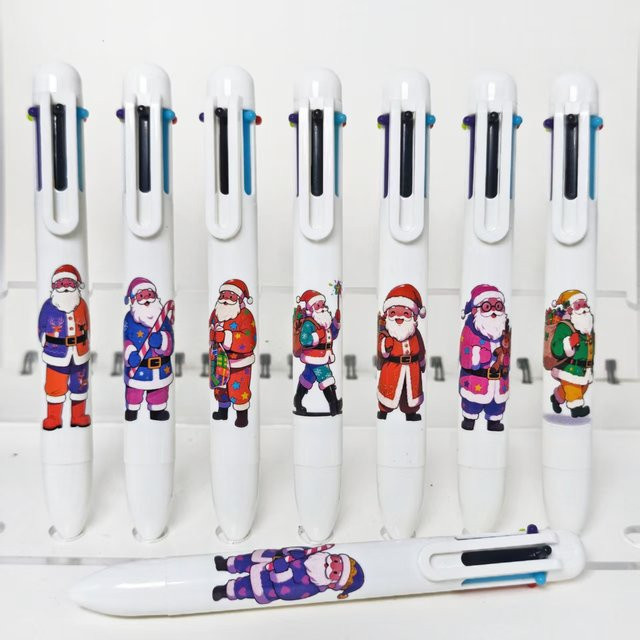 Mehrfarbige Kugelschreiber mit Weihnachtsmann-Motiv für Schule und Büro - Bild 1