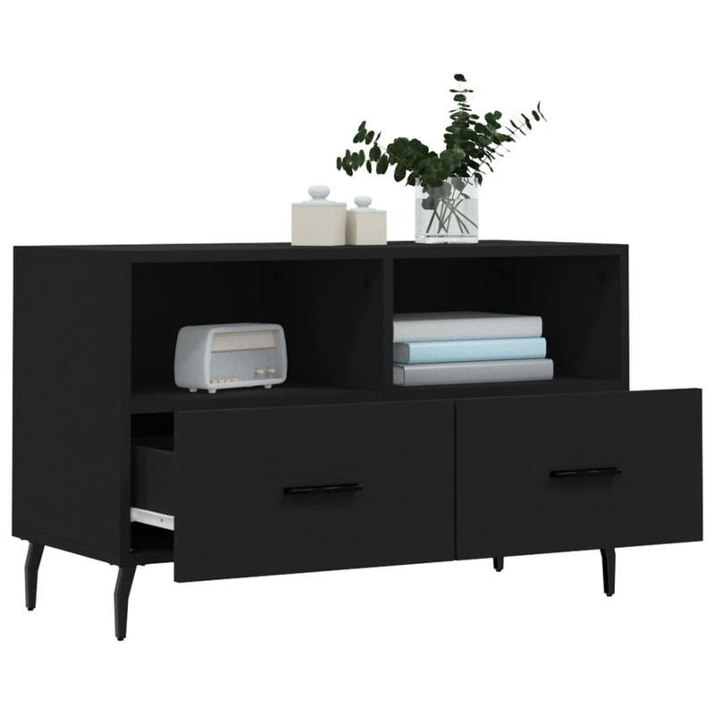 Vidaxl TV-Schrank in Schwarz im Industrial Design aus Holzwerkstoff und Metall, B/T/H: 80 x 36 x 50 cm - Bild 5
