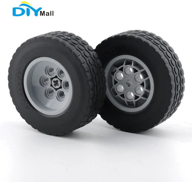 DIYmall Auto Räder Bausteine Set Schwarz mit Zubehör für DIY Fahrzeug Modell Ziegel aus Kunststoff - Bild 1