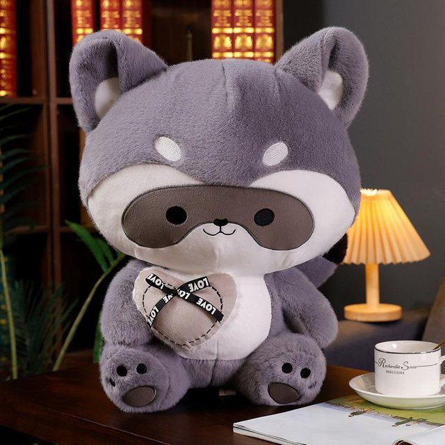 Waschbärpuppe Plüschtier, grau, 35cm - Bild 1