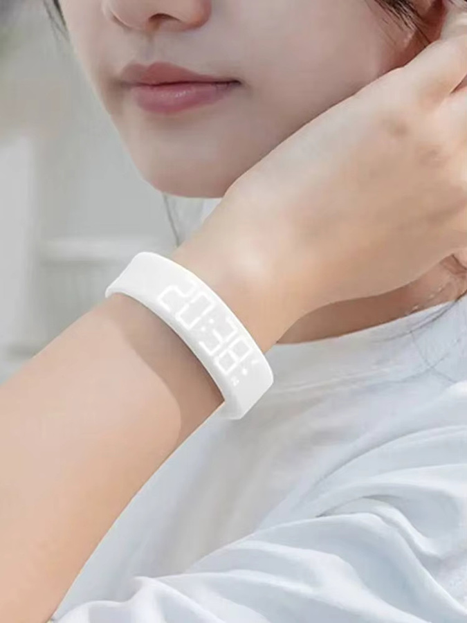 APWIKOGER Vibrationsalarm-Armband in Weiß, wasserdichte geräuschlose Weckuhr mit Schrittzähler für Damen und Herren - Bild 4