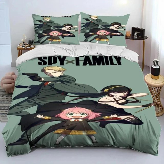 Anime SPY×FAMILY Anya Bettwäscheset aus Mikrofaser mit Bettbezug und Kissenbezug, Mehrfarbig, Breite: 70 cm, Länge: 133 cm - Bild 1