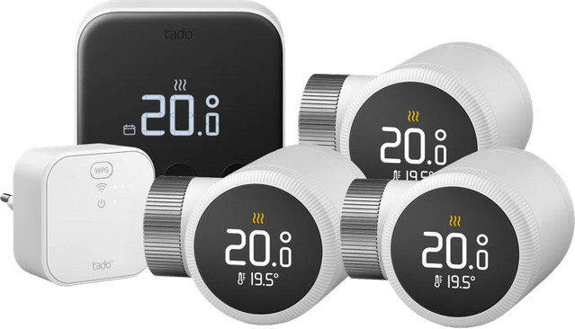 Tado Smart-Thermostat X Starterpaket mit 3 Thermostatköpfen Matter Weiß - Bild 1