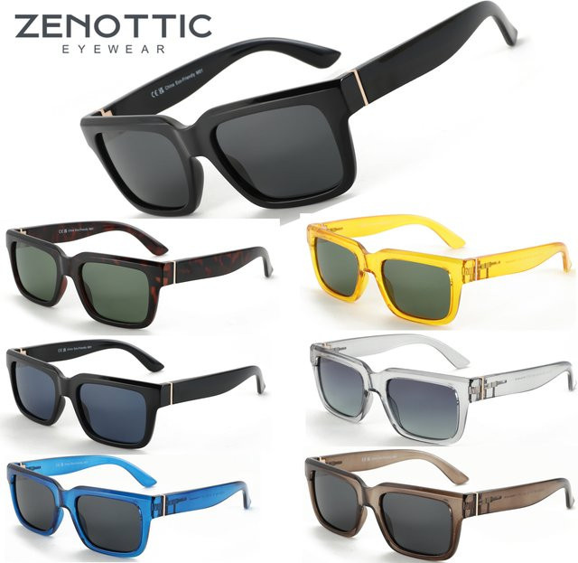 ZENOTTIC Sonnenbrille, quadratisch, Vollrand, Kunststoff, Unisex, schwarz, polarisiert - Bild 1