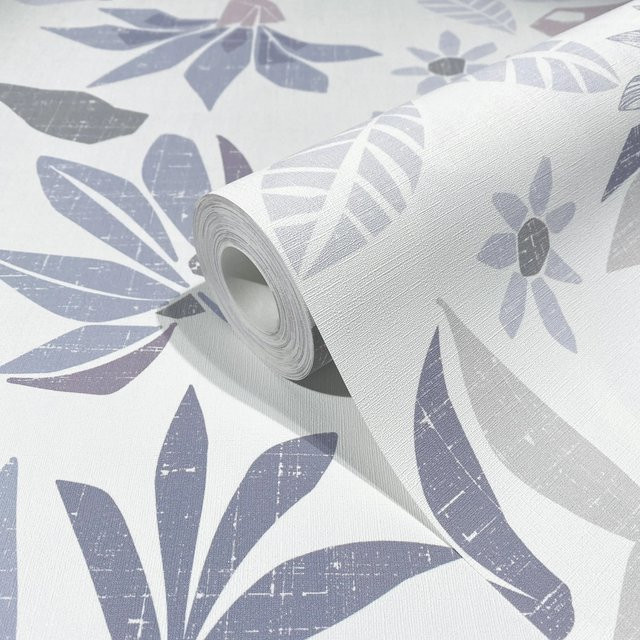 Marburg Vliestapete Floral in Grau-Blau mit botanischem Muster aus Naturmaterialien (FSC) - Bild 1