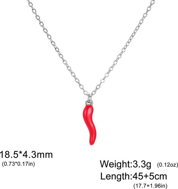 Halskette Edelstahl, Gold, Rote Emaillierte Hörnchen, Damen - Bild 1