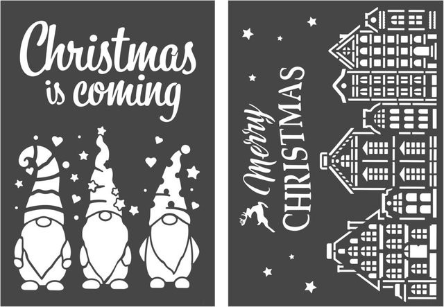 VBS Schablonen-Set Merry Christmas aus durchsichtigem Polyester, A4 - Bild 1