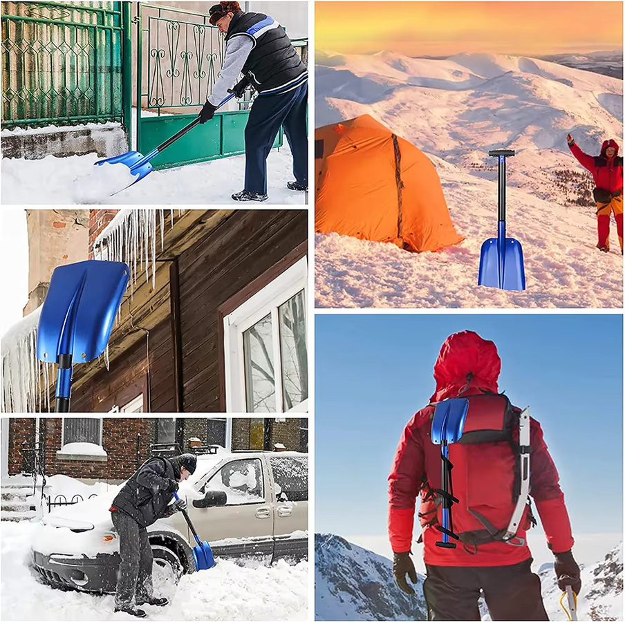 Versenkbare Outdoor Schneeschaufel aus Aluminiumlegierung in Blau für Garten und Camping - Bild 4