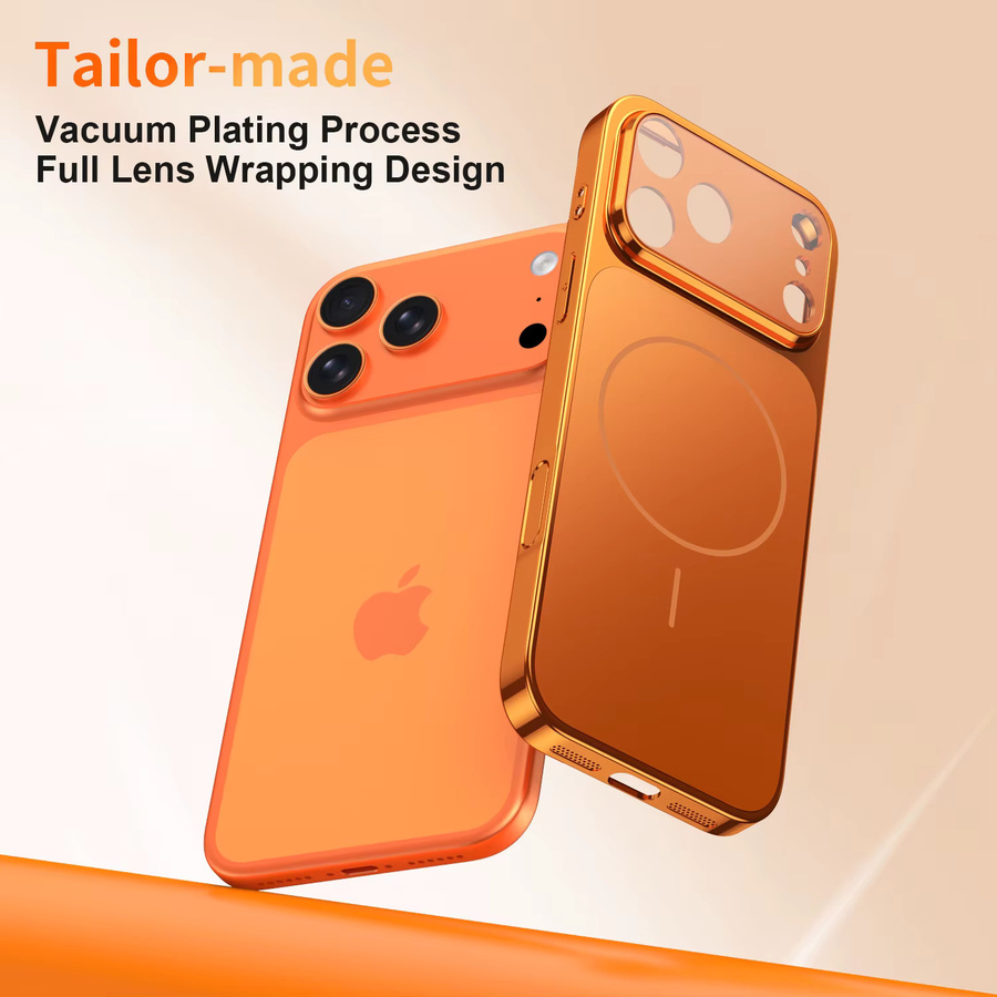 MagSafe Hülle für iPhone 17 Pro Max 16 15 14 13 12 11 in Orange mit kabelloser Ladefunktion und galvanisiertem Design - Bild 2