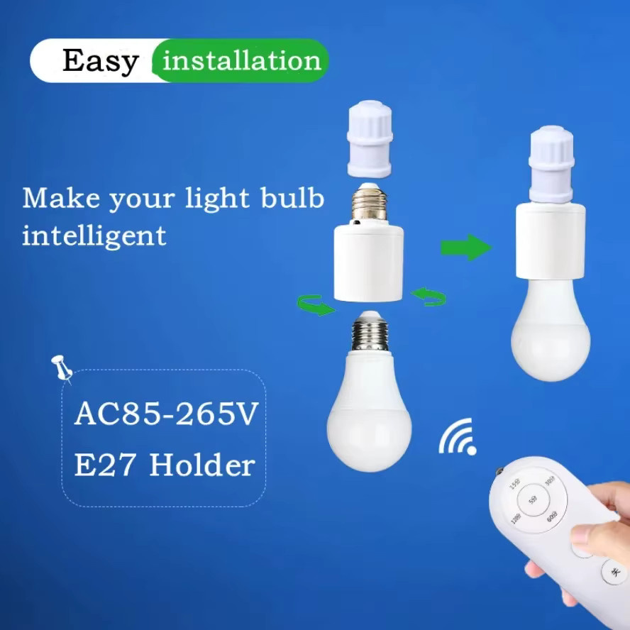 Szaoju E27 LED Lampensockel mit Fernbedienung und Zeitschaltuhr in Weiß - Bild 3