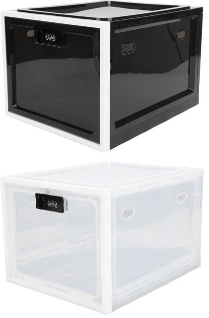 Qiilu Abschließbarer Kühlschrank-Aufbewahrungsschrank aus Kunststoff, weiß und transparent, multifunktionaler Schrank für Lebensmittel und Medizinbox - Bild 1
