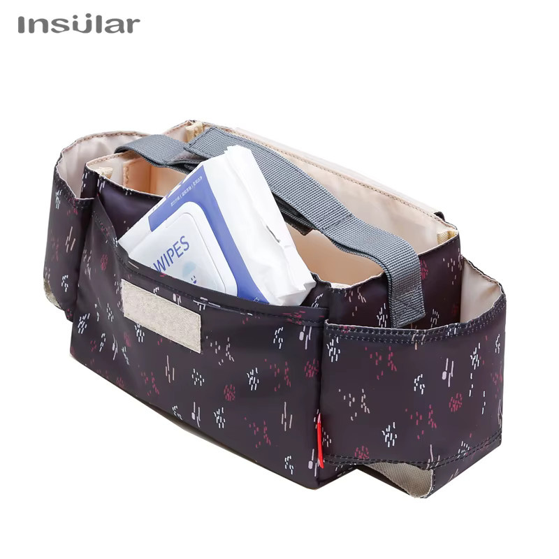 Multifunktionale wasserdichte Kinderwagen-Organizer-Tasche mit isolierter Flaschentasche und Kinderwagen-Clip in Blau oder Schwarz - Bild 3
