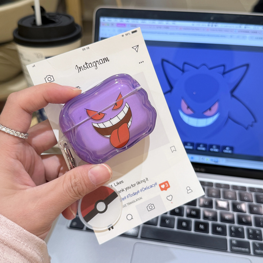 Gengar Pokémon Schutzhülle für Apple AirPods 1 2 3 Pro und Pro 2 Wireless Bluetooth Headset Case in Lila - Bild 2