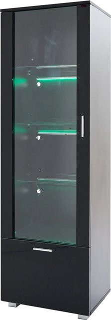 okwish Vitrine mit Acryl-Türen und LED-Beleuchtung in Schwarz, B/T/H: 40 x 16 x 160 cm - Bild 1