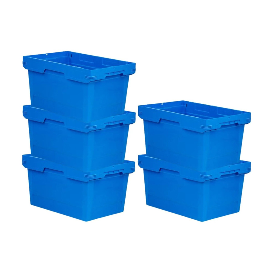 PROREGAL Conical Mehrweg-Stapelbehälter 5er Set Blau, H x B x T: 32,3 x 40 x 60 cm, 58 Liter Lagerbox und Transportbox - Bild 2