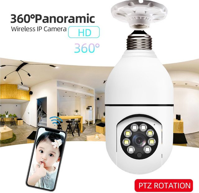 WLAN-Wandkamera mit Nachtsicht und 360 Grad Drehung, weiße Anti-Diebstahl-Überwachungskamera für dein Smartphone - Bild 1