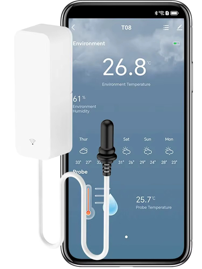 RightSitu Tuya WiFi Temperatur- und Feuchtigkeitssensor mit externer Sonde in Weiß für Smart Life App zur Fernüberwachung von Pflanzen, Aquarium und Weingut - Bild 5