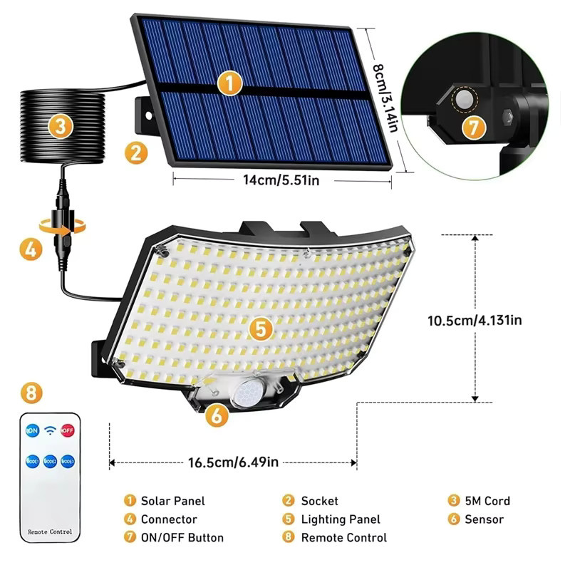 Arbrac 2er-Pack LED Solar-Sicherheitsflutlicht mit Bewegungssensor, IP65 wasserdicht, weißes Außenlicht für Garten, Terrasse und Garage - Bild 2